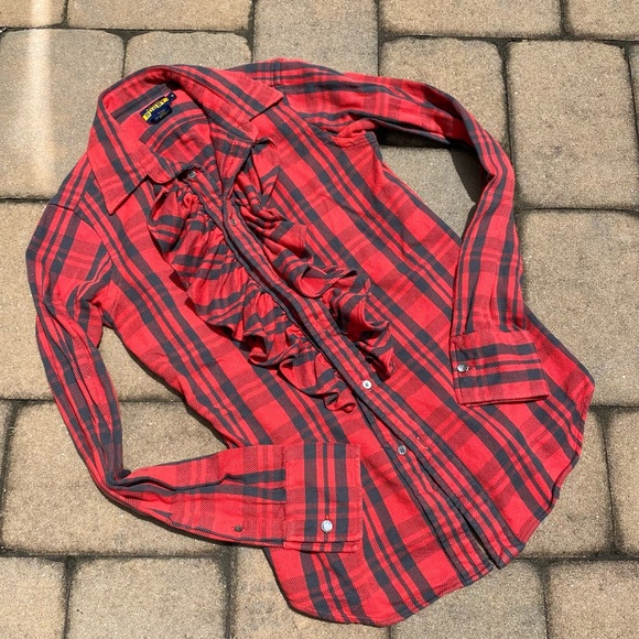 Rugby Ralph Lauren Tops - Rugby Ralph Lauren Ruffle Flannel Plaid Shirt